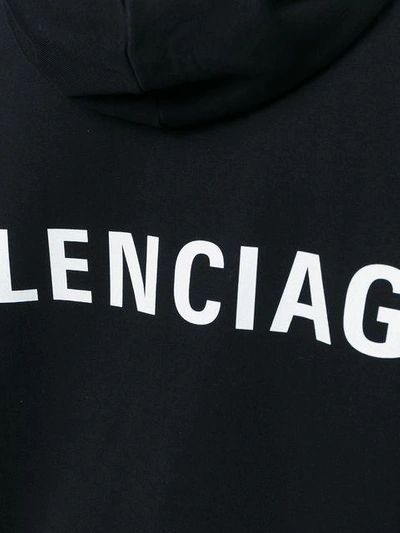 Shop Balenciaga Logo Hoodie In Black