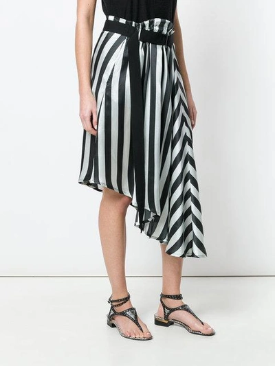 Shop Ann Demeulemeester Striped Asymmetric Skirt - Black