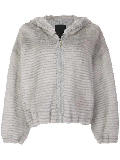 Shop Liska Mink Fur Jacket - Grey