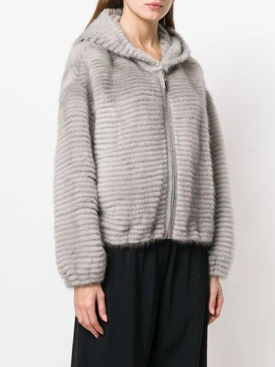 Shop Liska Mink Fur Jacket - Grey