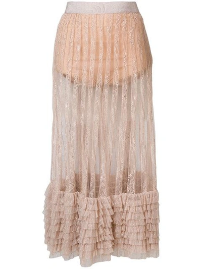 Shop Amen Layered Frills Skirt In Pink