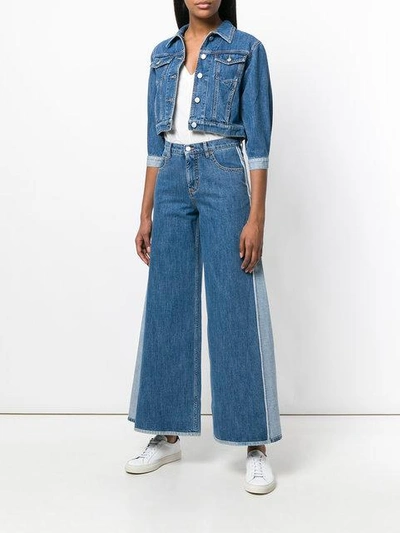 Shop Andrea Ya'aqov Panelled Duo-tone Flared Jeans - Blue