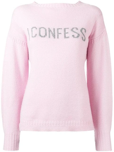 Shop Olympia Le-tan Cashmere Slogan Sweater In Pink