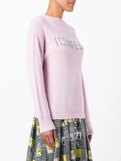 Shop Olympia Le-tan Cashmere Slogan Sweater In Pink