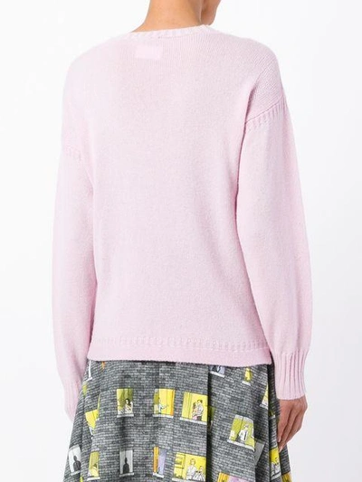 Shop Olympia Le-tan Cashmere Slogan Sweater In Pink