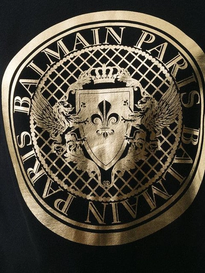 Shop Balmain Logo Medallion Sweatshirt - Black