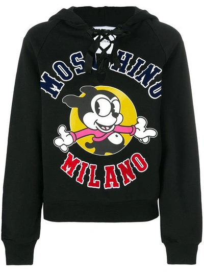 Shop Moschino Mickey Milano Hoodie - Black