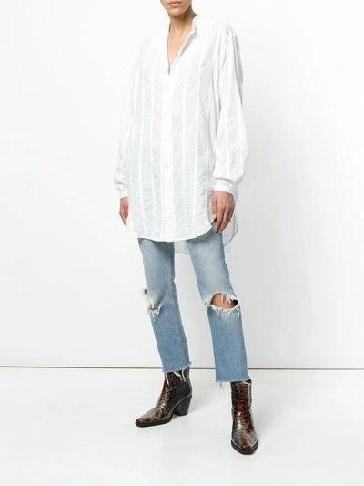 Shop Saint Laurent Stripe-pattern Oversized Shirt In White