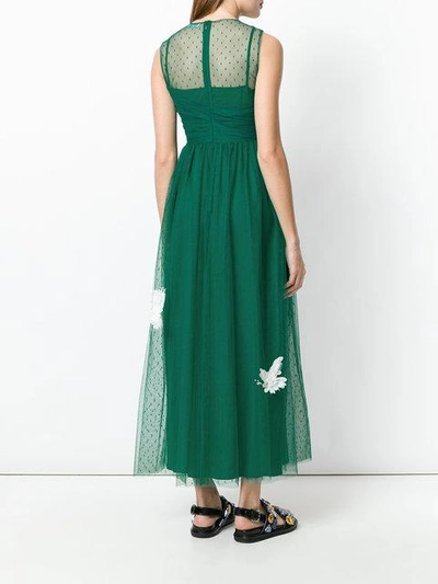 Shop Red Valentino Flower Patch Tulle Dress In Green