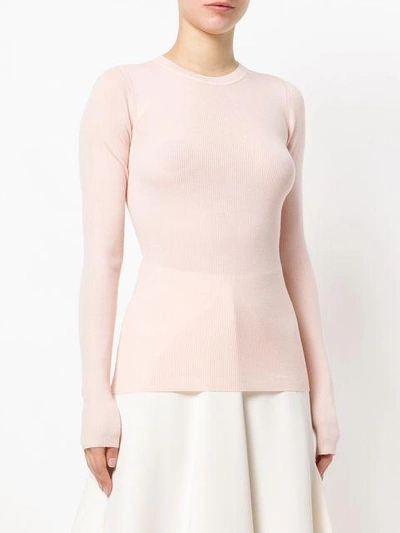 Shop Theory Ribbed Round Neck Jumper - Pink