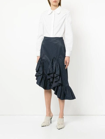 Shop Marques' Almeida Marques'almeida Asymmetric Frill Skirt - Blue
