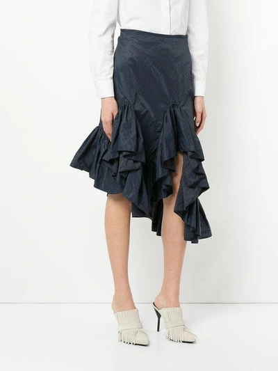 Shop Marques' Almeida Marques'almeida Asymmetric Frill Skirt - Blue