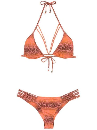 Shop Amir Slama Printed Triangle Top Bikini Set In Yellow