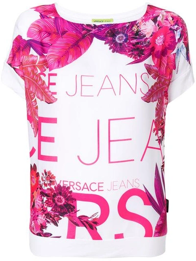 Shop Versace Jeans Floral Print T-shirt - White