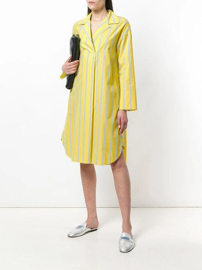 Shop Odeeh Striped Poplin Dress - Yellow