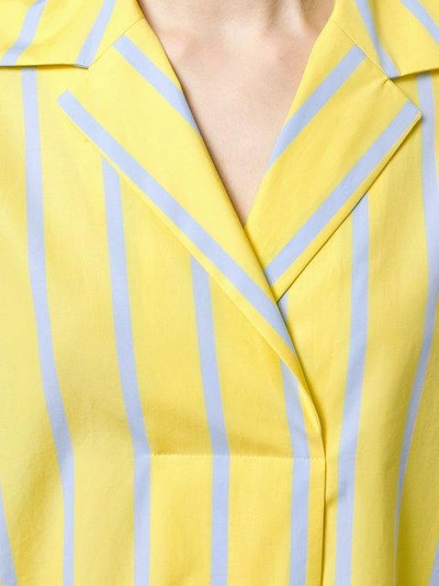 Shop Odeeh Striped Poplin Dress - Yellow