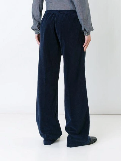 Shop Massimo Alba Wide Leg Velvet Trousers In Blue