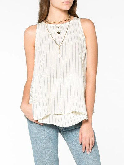 Shop Lot78 Striped Sleeveless Top In White