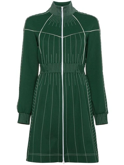 Shop Valentino Mini Dress With Contrasting Stitching - Green