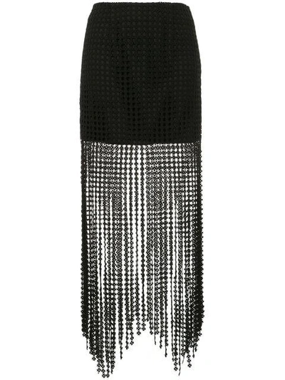 Shop Goen J Lace Fringe Skirt In Black