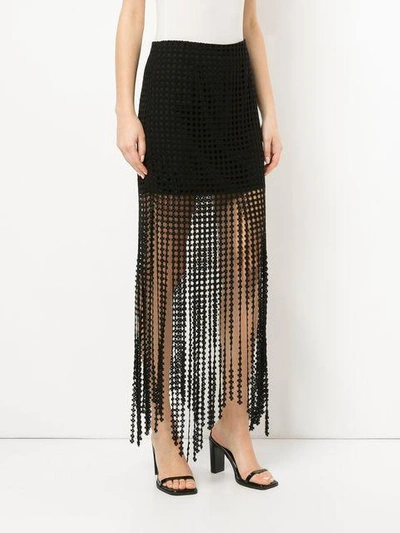 Shop Goen J Lace Fringe Skirt In Black