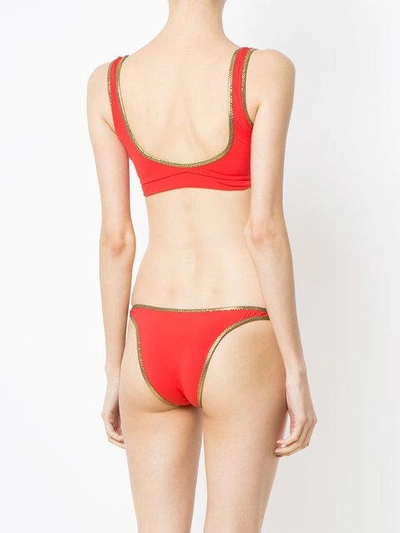 Shop Amir Slama Gold-tone Trimming Bikini Set In Red