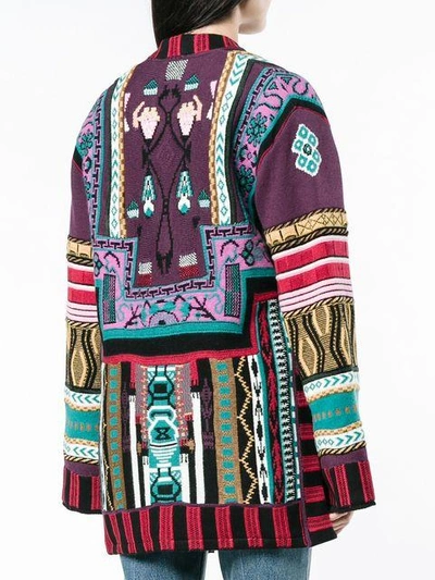 Shop Etro Reversible Jacquard Patch Wrap Jacket - Multicolour