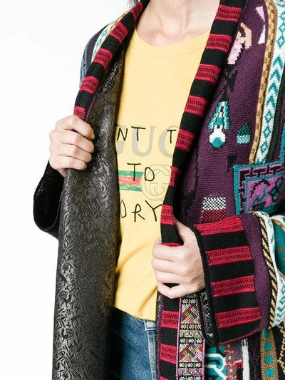 Shop Etro Reversible Jacquard Patch Wrap Jacket - Multicolour