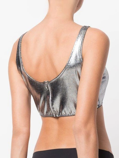 Shop Folies By Renaud Zip Bra-top In Metallic