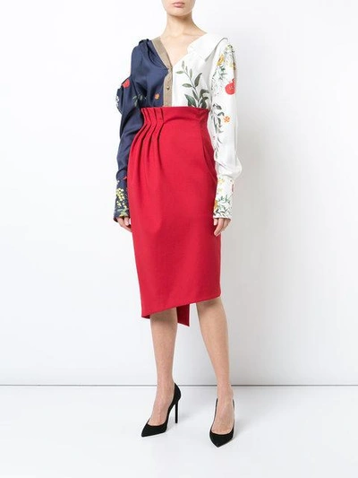 Shop Monse Floral Asymmetric Shirt In Multicolour