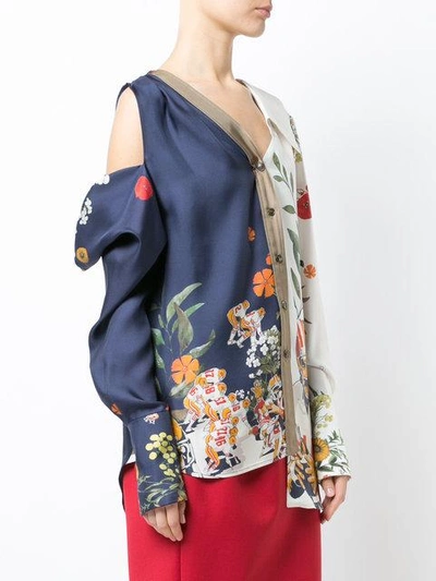 Shop Monse Floral Asymmetric Shirt In Multicolour