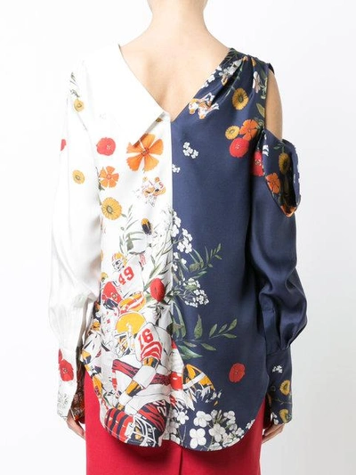 Shop Monse Floral Asymmetric Shirt In Multicolour