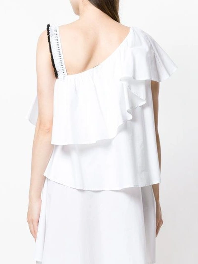 Shop Au Jour Le Jour Tiered Asymmetric Ruffle Dress - White