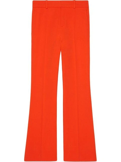 Shop Gucci Viscose Bootcut Trousers In Yellow