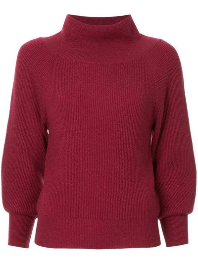 Shop Ryan Roche Off-shoulder Sweater In Red