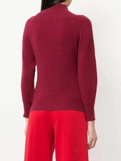 Shop Ryan Roche Off-shoulder Sweater In Red