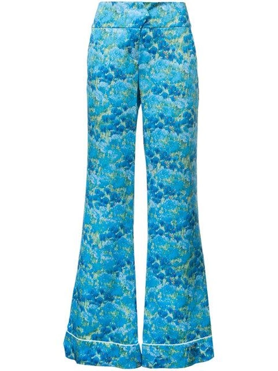 Shop Marina Moscone Wide Leg Pyjama Trousers In Blue