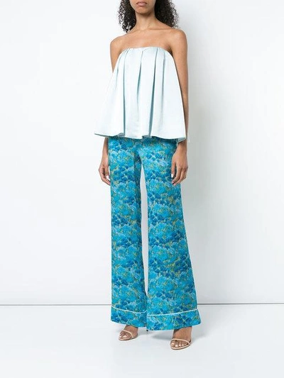 Shop Marina Moscone Wide Leg Pyjama Trousers In Blue