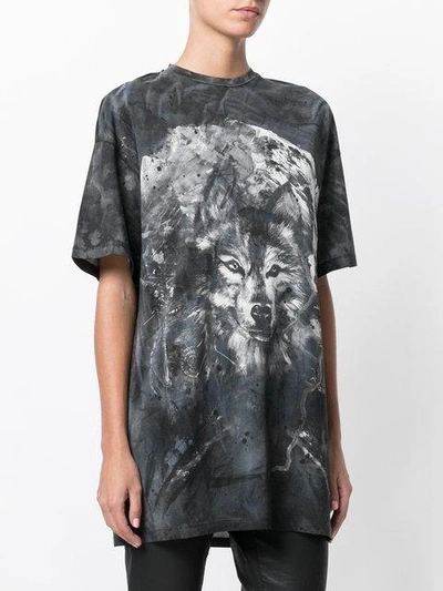 Shop Balmain Wolf Print T-shirt - Grey