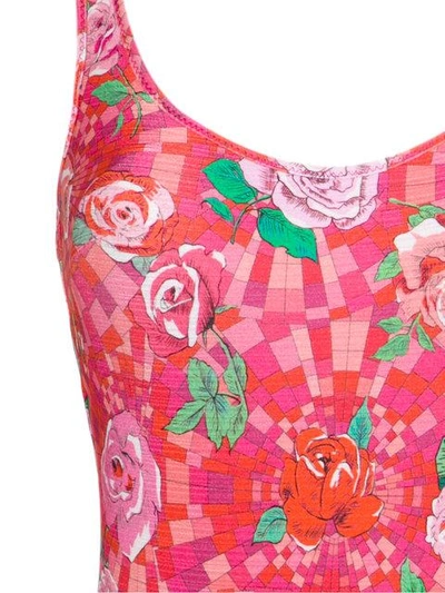 Shop Amir Slama Floral Print Swimsuit In Pink