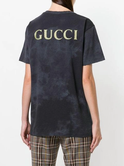 Shop Gucci Ac/dc Print Tie-dye T-shirt In Grey