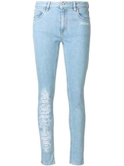 Shop Off-white Distressed Detail Jeans In Blue