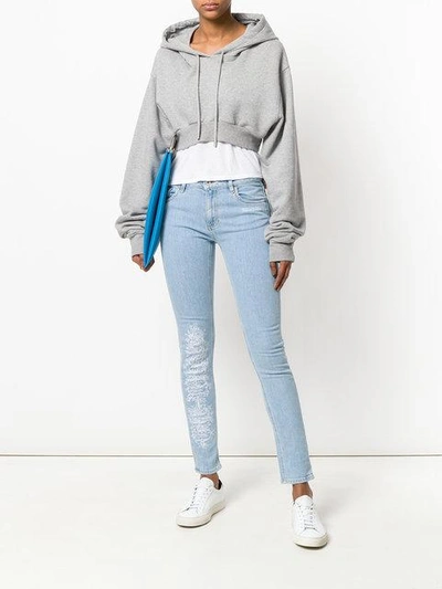Shop Off-white Distressed Detail Jeans In Blue