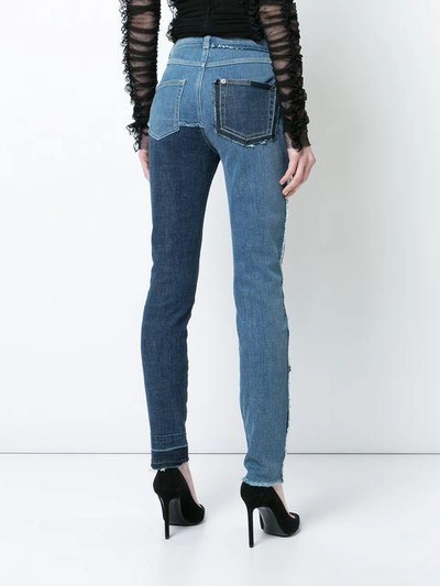 Shop Dolce & Gabbana Skinny Patchwork Jeans With Floral Embroidery In Blue