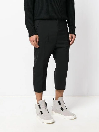 Shop Rick Owens Cropped Trousers In 09 Black