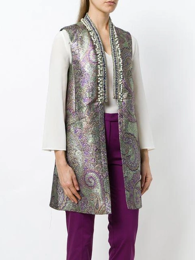 Shop Etro Metallic Jacquard Embellished Waistcoat