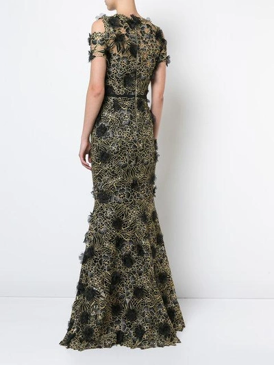 Shop Marchesa Notte 3d Floral Lace Gown - Black