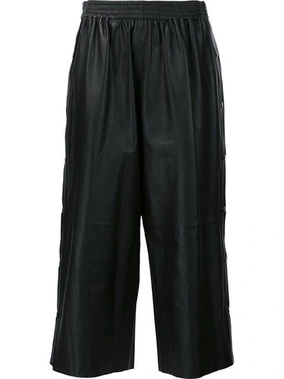 Shop Maison Margiela Defile Leather Trousers - Black