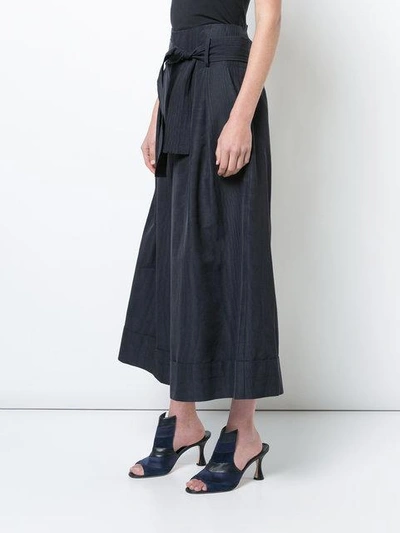 Shop Adam Lippes Tie Waist Cropped Trousers  In Blue