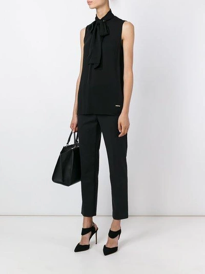 Shop Dsquared2 Sleeveless Pussybow Blouse In Black